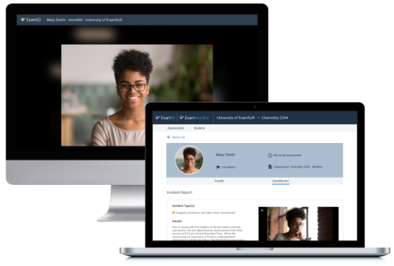 laptop and monitor with ExamID simulations