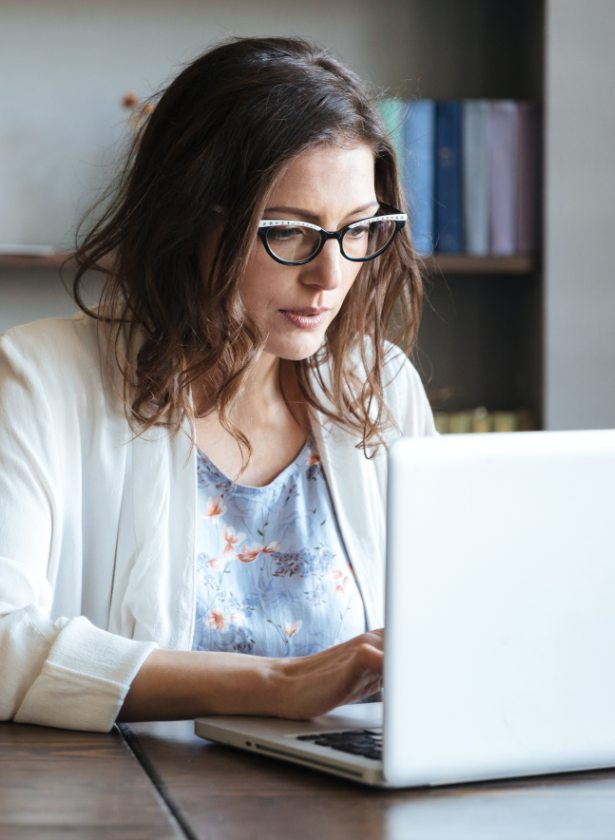 woman working on laptop